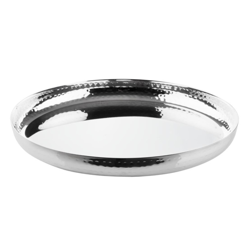 Hammered Stainless Steel Round Plate - 320 x 35 mm - Olympia Hammered Stainless Steel Round Plate - 320 x 35 mm - Olympia