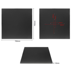 Kvadratna mat crna ploča stola - 700 mm