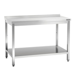 Stainless Steel Work Table with Lower Shelf and Backsplash - D 700 mm - L 1400 mm - Bartscher