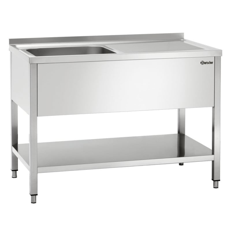 Plonge 1 Bac avec Dosseret et Etagère Basse - L 1200 x P 700 mm - Bartscher
