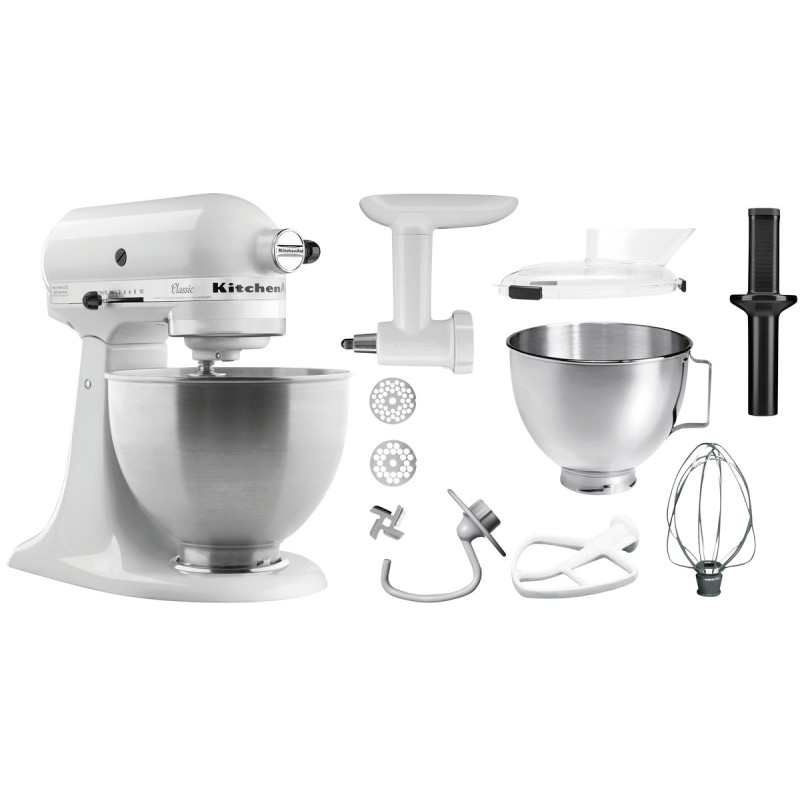 Batteur KitchenAid Blanc avec Accessoires - 4,28 L - Bartscher Batteur KitchenAid Blanc avec Accessoires - 4,28 L - Bartscher