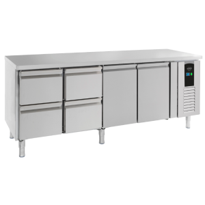 Positive Refrigerated Table with 2 Doors and 4 Drawers Energy Line - 393 L