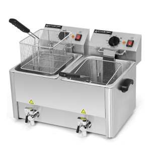 Friteuse Professionnelle 2 x 8 L avec Vidange - Dynasteel