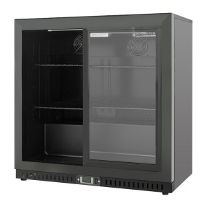 Refrigerated Back Bar 2 Glass Doors - Black Interior Dynasteel