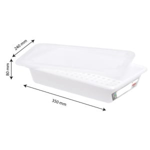 Bac Flat 3L Haccp White + Lid + Grid - Gilac