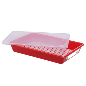 Bac Flat 8L Haccp Red + Lid + Grid - Gilac