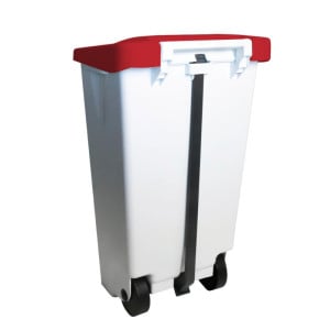 Poubelle à Pédale Avec Couvercle Rouge et Roulettes - 80 L - Gilac