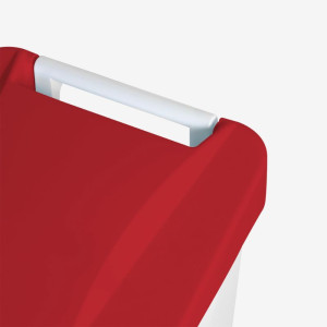 Pedal Bin With Red Lid and Wheels - 80 L - Gilac