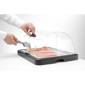 Vitrine Buffet s Kliznim Poklopcem UNIQ - Crna - HENDI