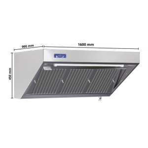 Complete Snack Hood 900 - Length 1600 - Motor, LED and Dimmer - Dynasteel