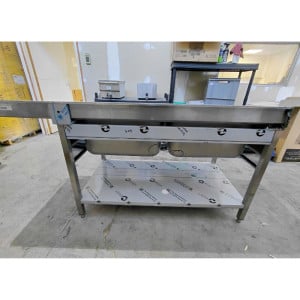 Plonge 2 Bacs avec Passage Lave-Vaisselle et Egouttoir à Droite - 2000 x 700 mm