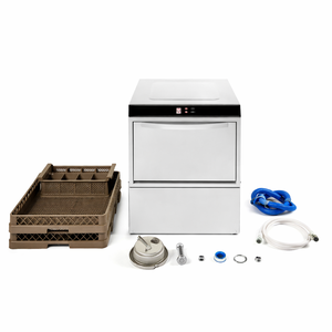 Professional Dishwasher with Rinse Aid and Detergent Dispenser and Drain Pump - 50 x 50 cm - Dynasteel