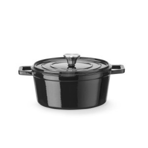 Cocotte od emajliranog lijevanog željeza okrugla crna - 3,7 L - HENDI