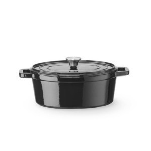 Cocotte od emajliranog lijevanog željeza ovalna crna - 4,4 L - HENDI