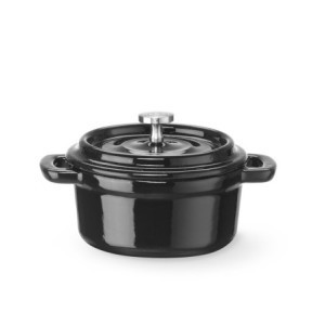 Cocotte od emajliranog lijevanog željeza okrugla crna - 0,27 L - HENDI