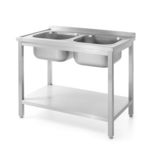 Plonge 2 Bacs Profi Line avec Étagère - P 600 x L 1000 mm - HENDI