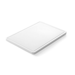 Daska za rezanje s utorom 355 x 250 mm - Bijela - HENDI