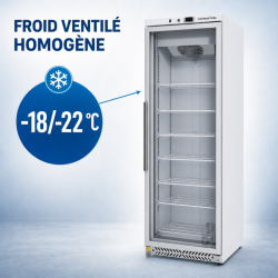 Armoire za zamrzavanje 400 L sa staklenim vratima, ventilirano hlađenje -18/-22°C
