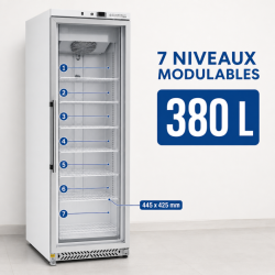 Armoire za zamrzavanje 400 L sa staklenim vratima, ventilirano hlađenje -18/-22°C