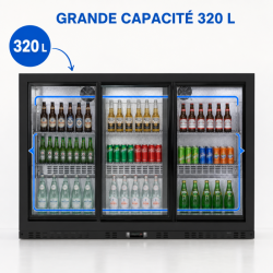 Hladnjak za stražnji bar 320 L s 3 klizna staklena vrata