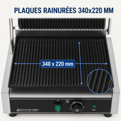 Grill Panini Pro 2200 W Rebrasti 340x220 mm Inox