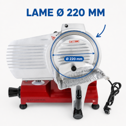 Gravitacijska rezačica za šunku Ø 220 mm 120 W crvena