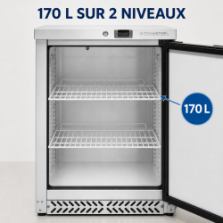Negativni hladnjak od nehrđajućeg čelika 170 L -18°C ispod pulta
