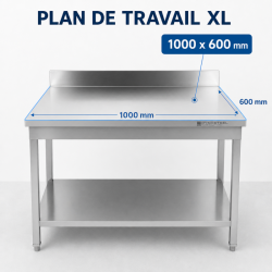 Stol Inox 1000x600 mm Naslon i Donja Polica