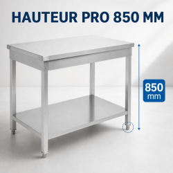 Stol od nehrđajućeg čelika 800x600 mm s donjom policom — Pro