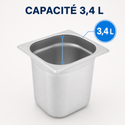 Bac Gastro GN 1/6 Inox Dubina 200 mm - 3,4 L