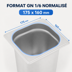 Bac Gastro GN 1/6 Inox Dubina 200 mm - 3,4 L