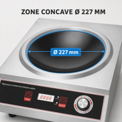 Wok za indukciju Pro 3500 W Inox — Konkavna zona Ø227