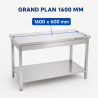 Stol od nehrđajućeg čelika 1600 x 600 mm s donjom policom — AISI 201