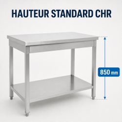 Stol od nehrđajućeg čelika 1600 x 600 mm s donjom policom — AISI 201