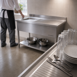 Plonge Inox 1 Bac Ocjedna ploha Desno - L 1000 x P 600 mm