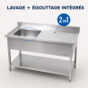 Plonge Inox 1 Bac Ocjedna ploha Desno - L 1000 x P 600 mm