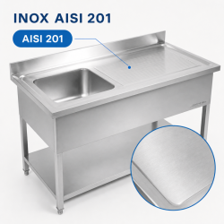 Plonge Inox 1 Bac Ocjedna ploha Desno - L 1000 x P 600 mm