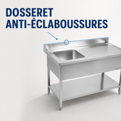Plonge Inox 1 Bac Ocjedna ploha Desno - L 1000 x P 600 mm