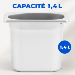 Gastro GN 1/9 Stainless Steel Container - Depth 150 mm - 1.4 L