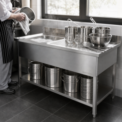 Plonge Inox 1 Bac 1200x600 mm, Ocjedna ploha desno, Stražnja ploča