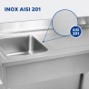 Plonge Inox 1 Bac 1200x600 mm, Ocjedna ploha desno, Stražnja ploča
