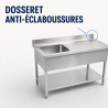 Plonge Inox 1 Bac 1200x600 mm, Ocjedna ploha desno, Stražnja ploča