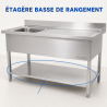 Plonge Inox 1 Bac 1200x600 mm, Ocjedna ploha desno, Stražnja ploča