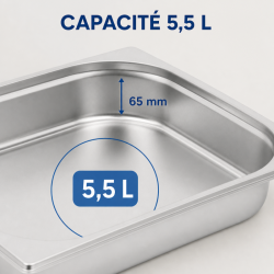 Bac Gastro GN 2/3 Stainless Steel 65 mm 5.5 L — Professional Gastronorm Container