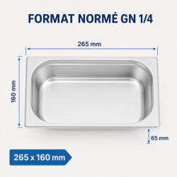 Bac Gastro GN 1/4 Inox — Dubina 65 mm — 1,8 L