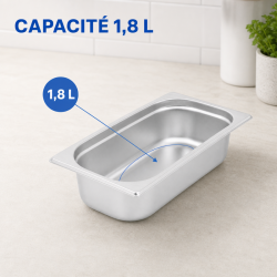 Bac Gastro GN 1/4 Inox — Dubina 65 mm — 1,8 L