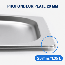 Bac Gastro GN 2/3 Inox — Dubina 20 mm, 1,35 L