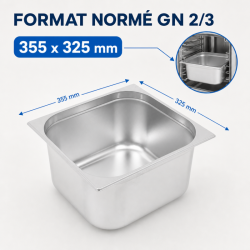 Bac Gastro GN 2/3 Inox 13 L - Dubina 150 mm