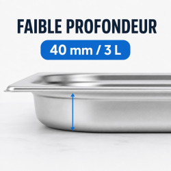 Bac Gastro GN 2/3 Inox — 40 mm, 3 L, Perilica posuđa