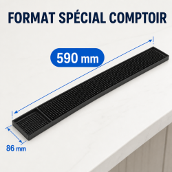 Tapis de Bar PVC 59 cm Noir — Égouttoir Comptoir CHR